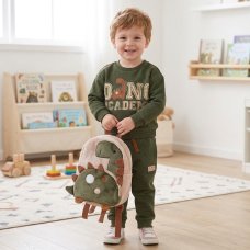 J16527: Boys Dinosaur Sweatshirt & Jog pant Outfit With Matching Rucksack (2-4 Years)